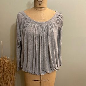 Free People cotton knit gathered drapey T-shirt Large soft and flowey gray